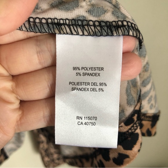 Nina Leonard Leopard Print Short Sleeve Cutout Tie-back Blouse Size XL - Picture 10 of 10